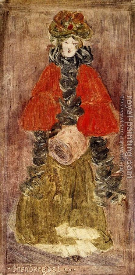 Maurice Brazil Prendergast : Lady with Red Cape and Muff